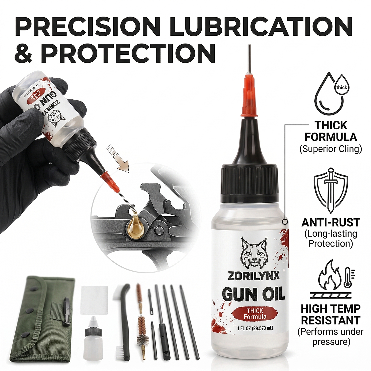 Gun Cleaning Rod - Tactical Gun Cleaning Kit 1oz Oil