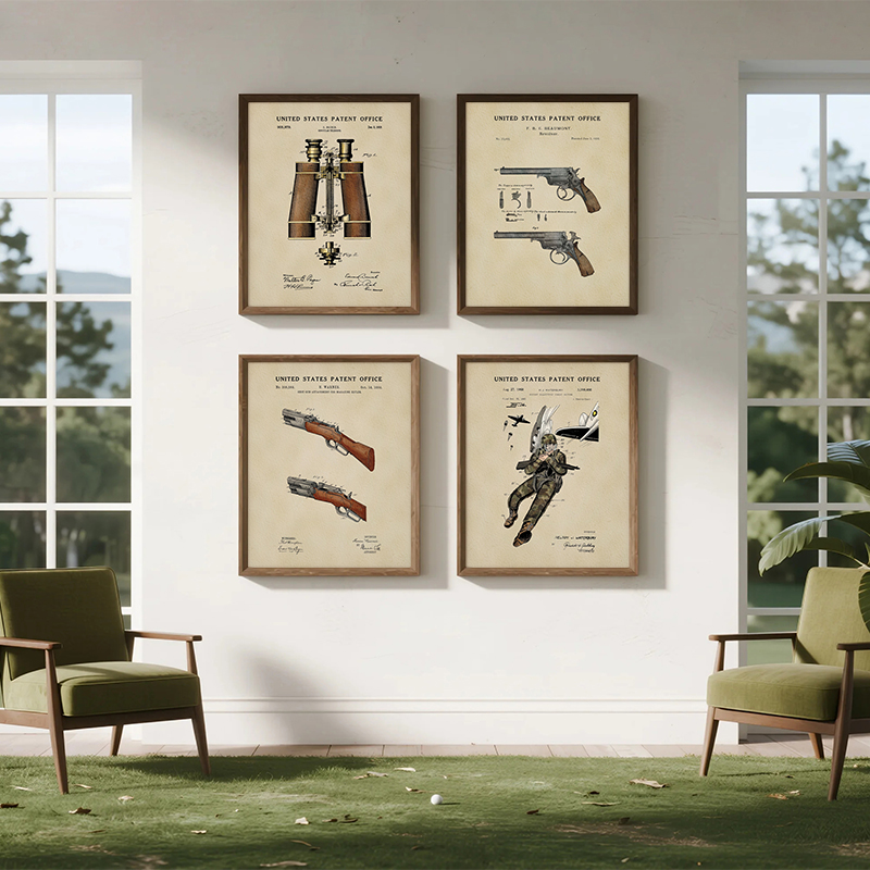Vintage Hunting Equipment Pate - Outdoor Hunting Paintings incelemesi ve fiyatı