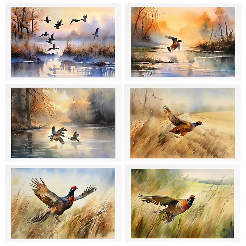 Watercolor Hunting Illustratio - Outdoor Hunting Paintings incelemesi ve fiyatı