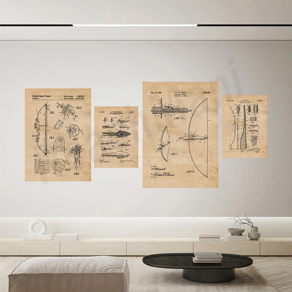 Vintage bow and arrow patent p - Outdoor Hunting Paintings incelemesi ve fiyatı