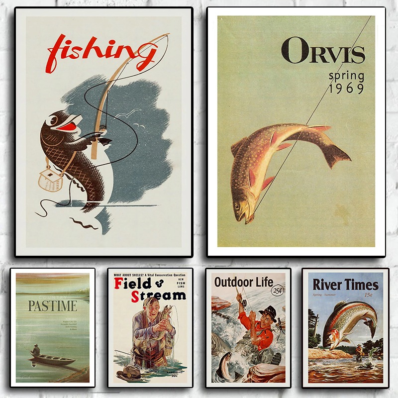 Vintage Fly Fishing Canvas Pri - Outdoor Hunting Paintings incelemesi ve fiyatı