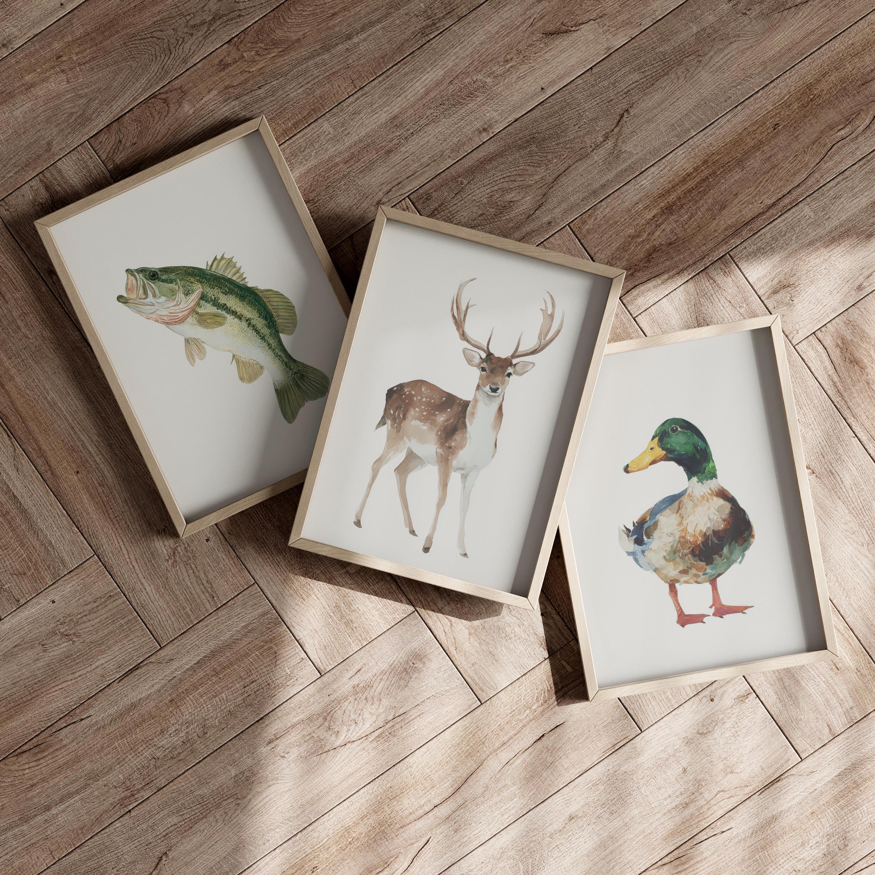 3pcs/Set frameless,Watercolor  - Outdoor Hunting Paintings incelemesi ve fiyatı