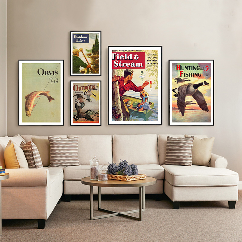 Vintage Colorful Fishing Poste - Outdoor Hunting Paintings incelemesi ve fiyatı